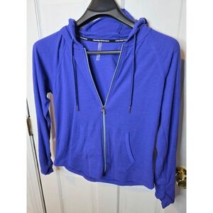 Calvin Klein Performance Womens Royal Blue Waffle Knit Full Zip Hoodie Jacket S